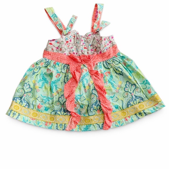 Matilda Jane Other - Matilda Jane Coral Pink & Aqua Floral Sundress Top